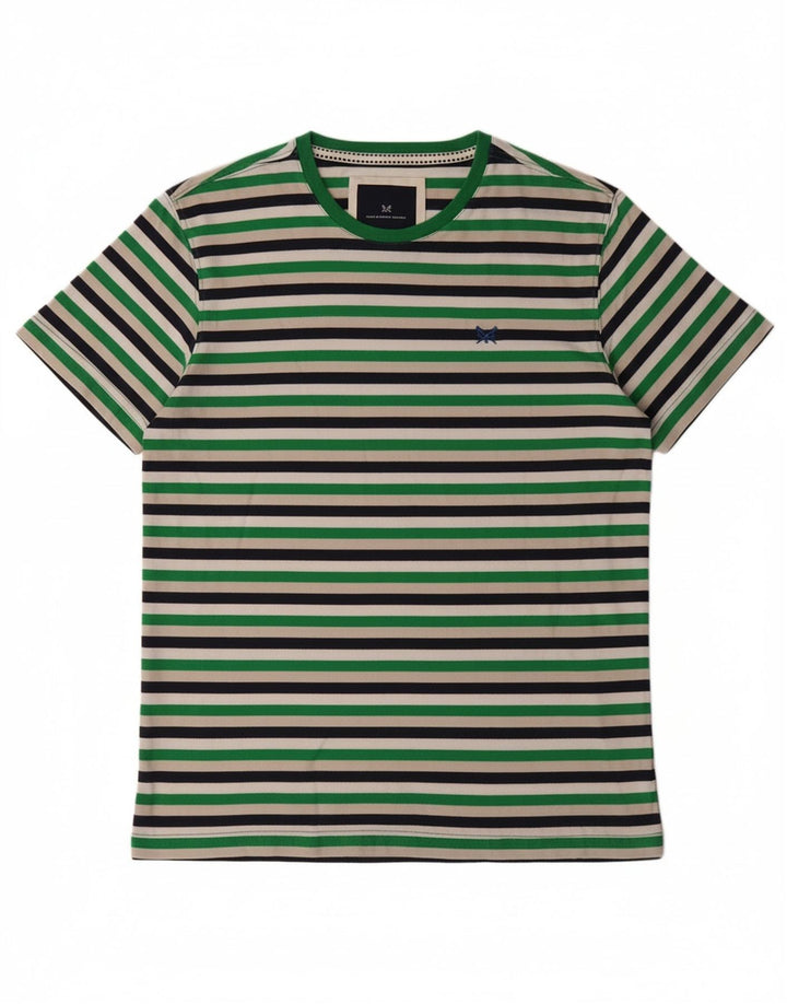 CREW CLOTHING Mens T-Shirt Top Small Multicoloured Striped Cotton
