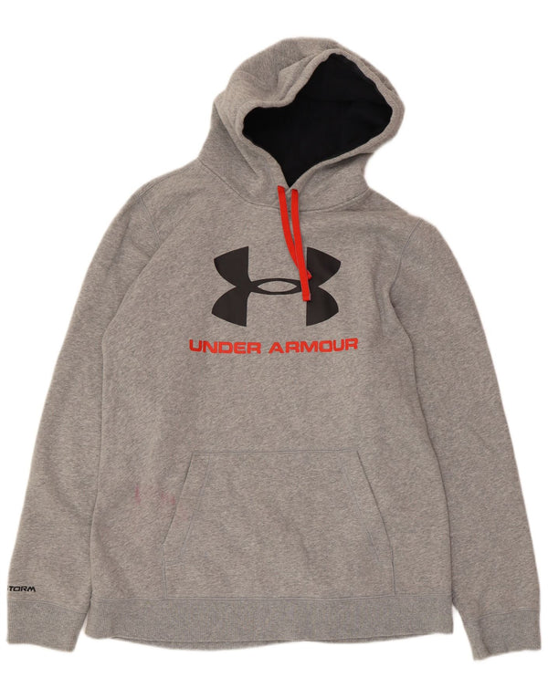 UNDER ARMOR Ανδρικό γραφικό φούτερ με κουκούλα, μεγάλο γκρι βαμβάκι