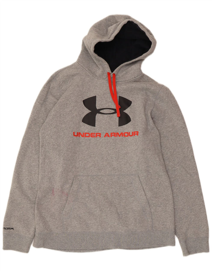 UNDER ARMOR Ανδρικό γραφικό φούτερ με κουκούλα, μεγάλο γκρι βαμβάκι