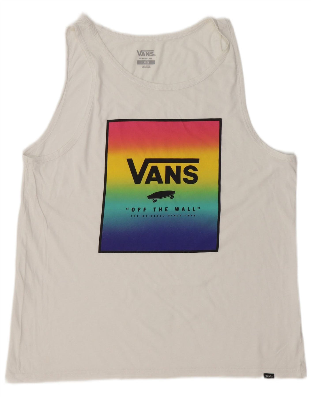 Vans Mens Classic Fit Γραφικό Γιλέκο Μπλουζάκι μεγάλο λευκό βαμβακερό