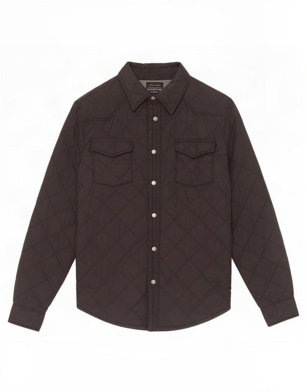 Zara Mens Slim Fit Overshirt Quilted Shirt Medium Black Nylon