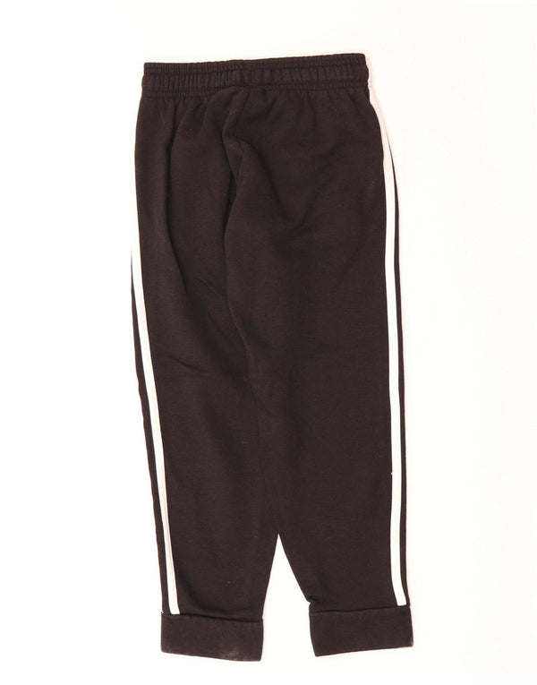 ADIDAS Boys Tracksuit Trousers Joggers 7-8 ετών Μαύρο Βαμβακερό
