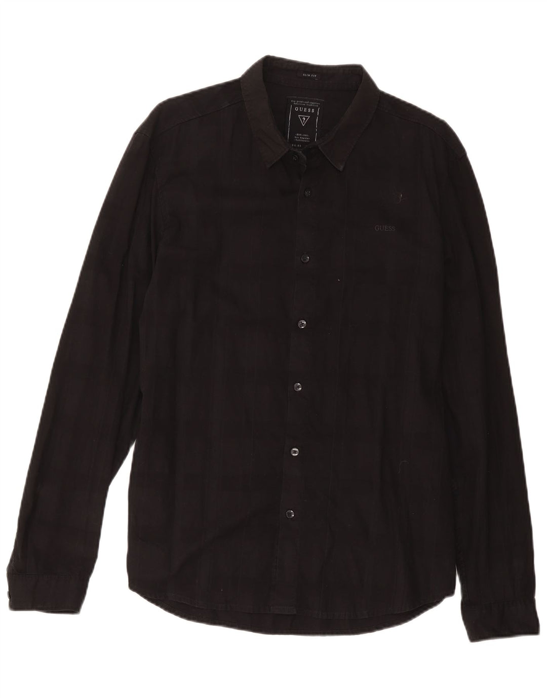 Ανδρικό πουκάμισο Guess Slim Fit Large Black Check Cotton