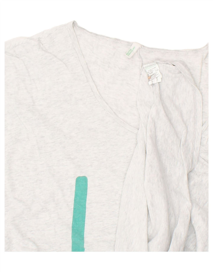 BENETTON Womens Graphic T-Shirt Top UK 14 Medium Grey Cotton Vintage Benetton and Second-Hand Benetton from Messina Hembry 