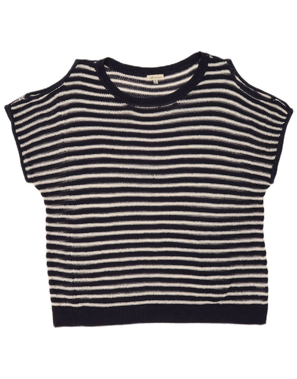 Marks & Spencer Womens Off Shoulder Tunic φόρεμα UK 18 XL Navy Blue ριγέ