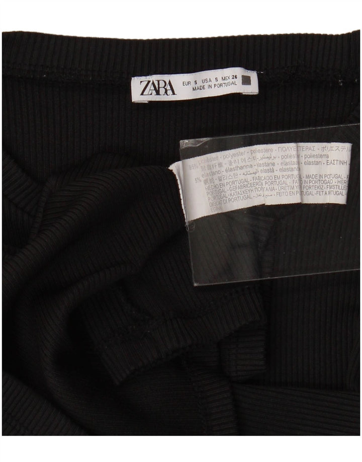 Zara Γυναικείο τοπ μακρυμάνικο UK 8 Small μαύρο πολυεστέρα