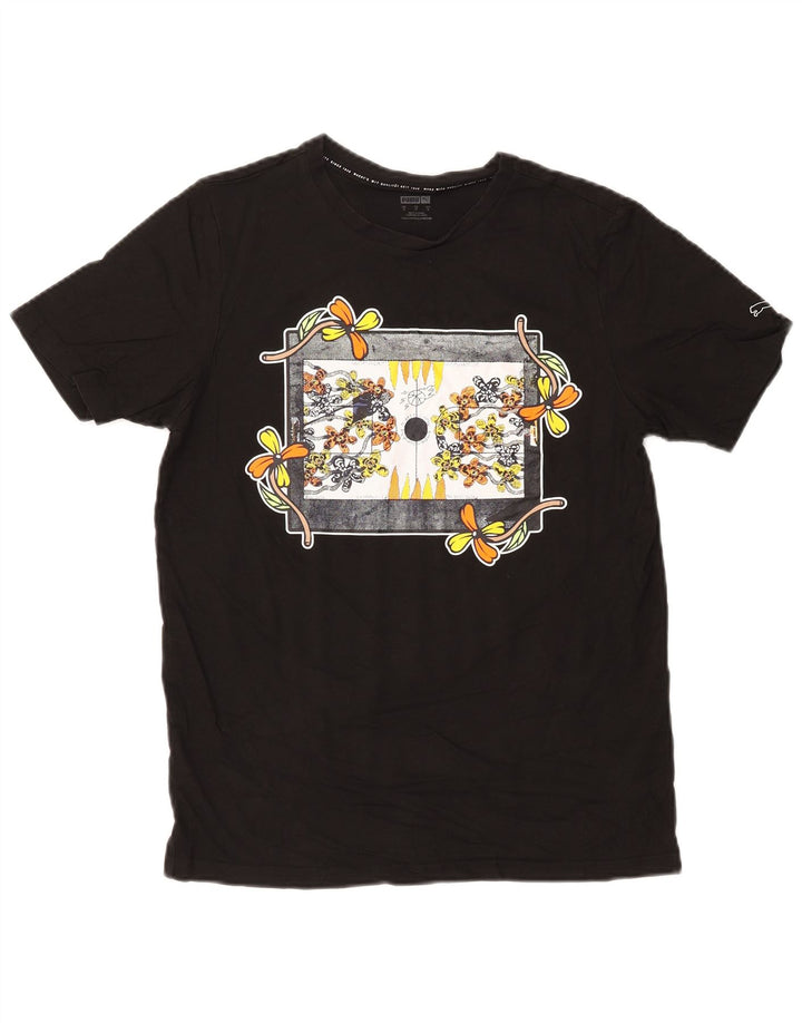 Ανδρικό γραφικό μπλουζάκι Puma Top Small Black Floral Βαμβακερό Nature