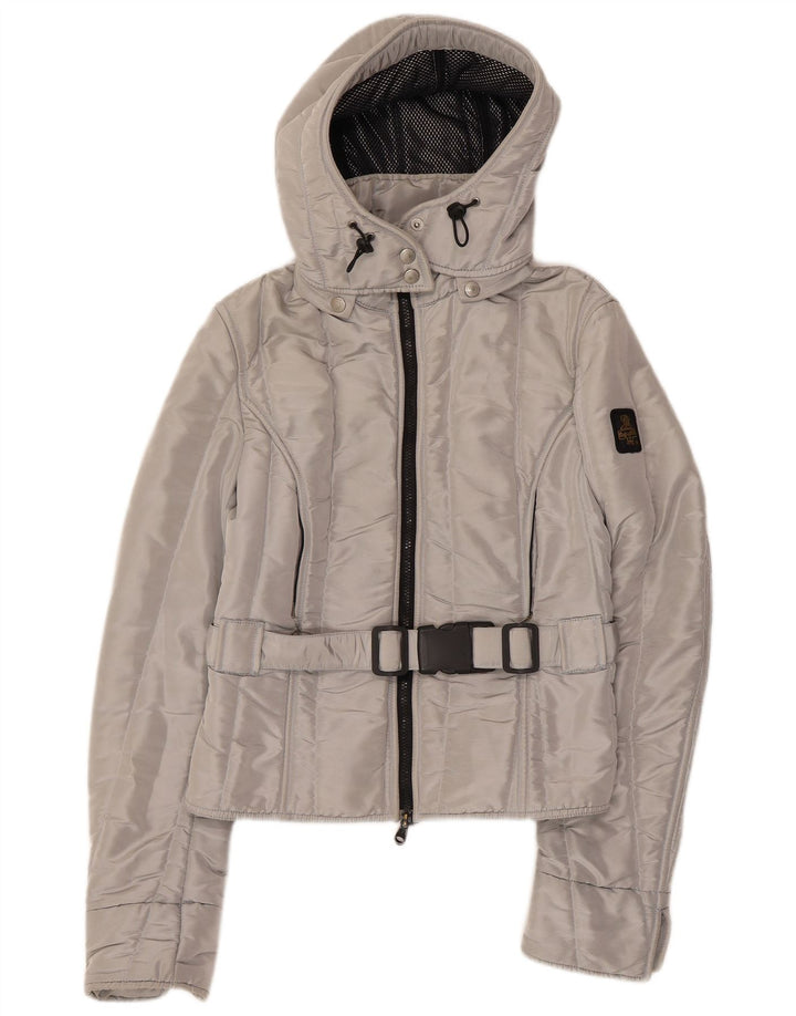 REFRIGIWEAR Γυναικείο Cruz Hooded Bomber Jacket UK 14 Large Silver Polyester