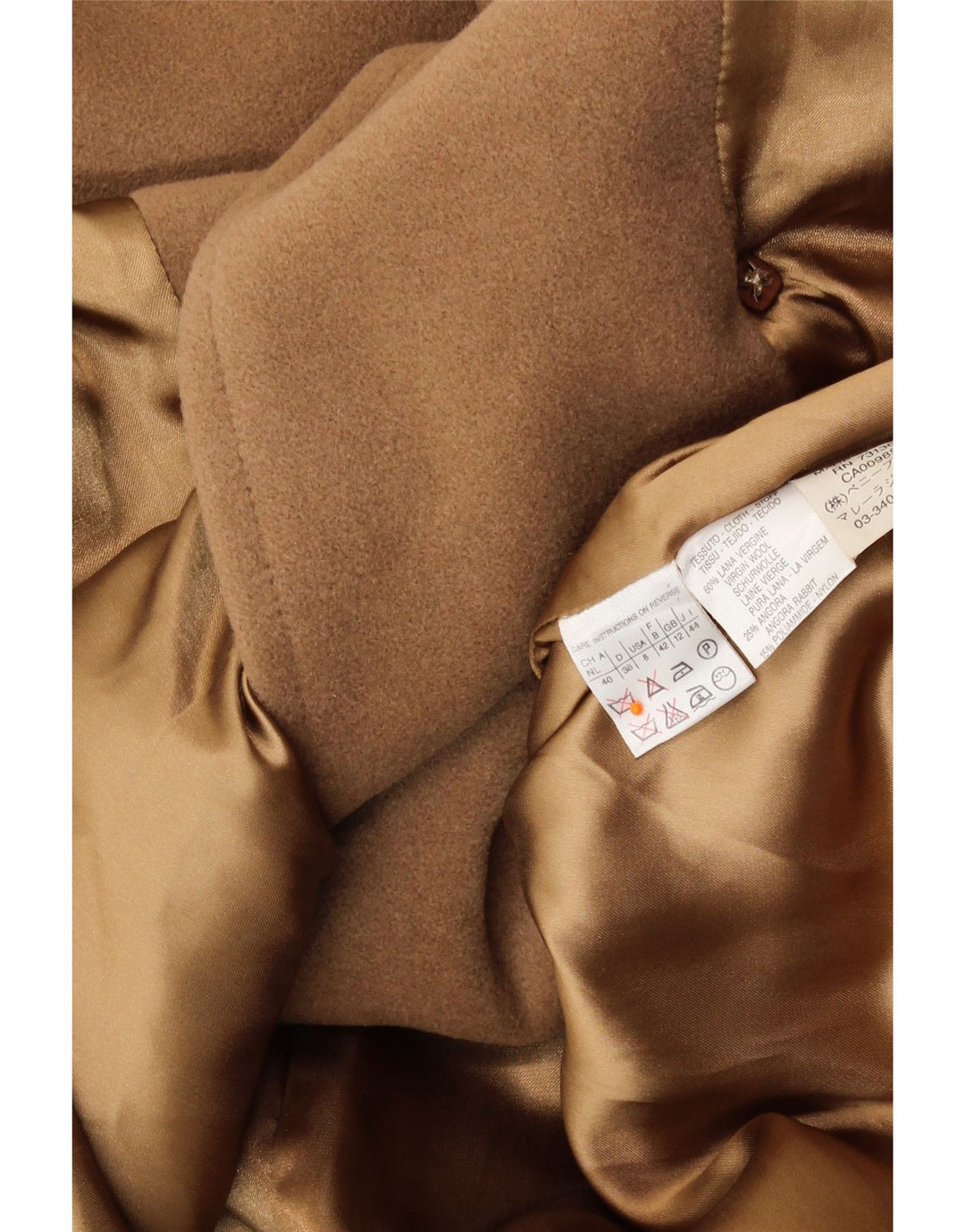 MARELLA Womens Overcoat UK 12 Medium  Brown Wool