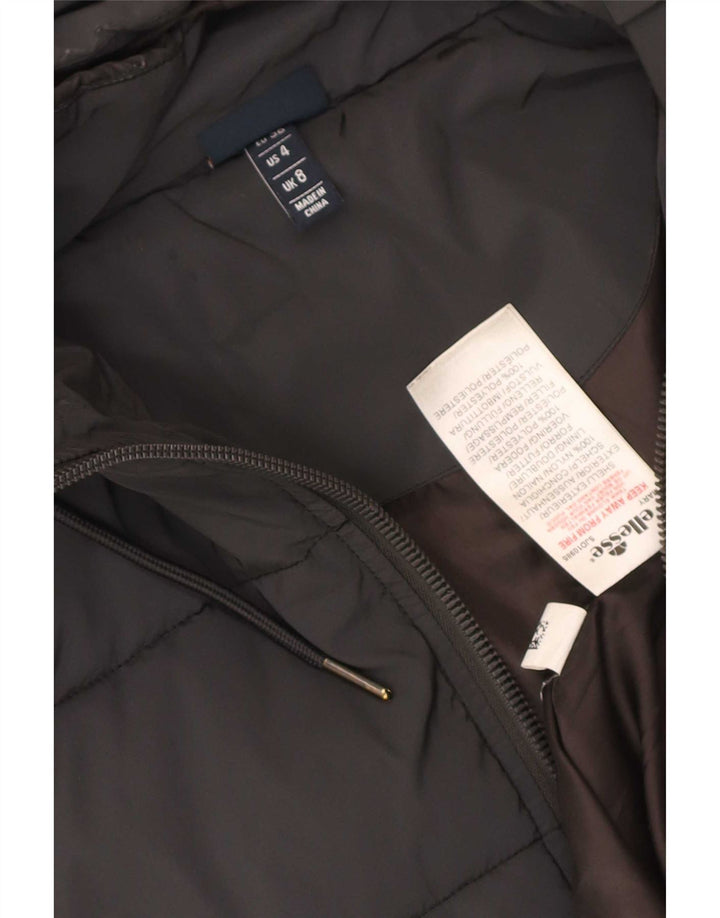 Ellesse γυναικείο μπουφάν με κουκούλα μεγάλου μεγέθους με επένδυση UK 8 μικρό μαύρο νάιλον