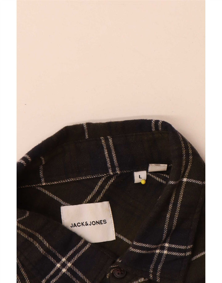 Jack & Jones Ανδρικό φανελένιο πουκάμισο μεγάλο χακί βαμβακερό