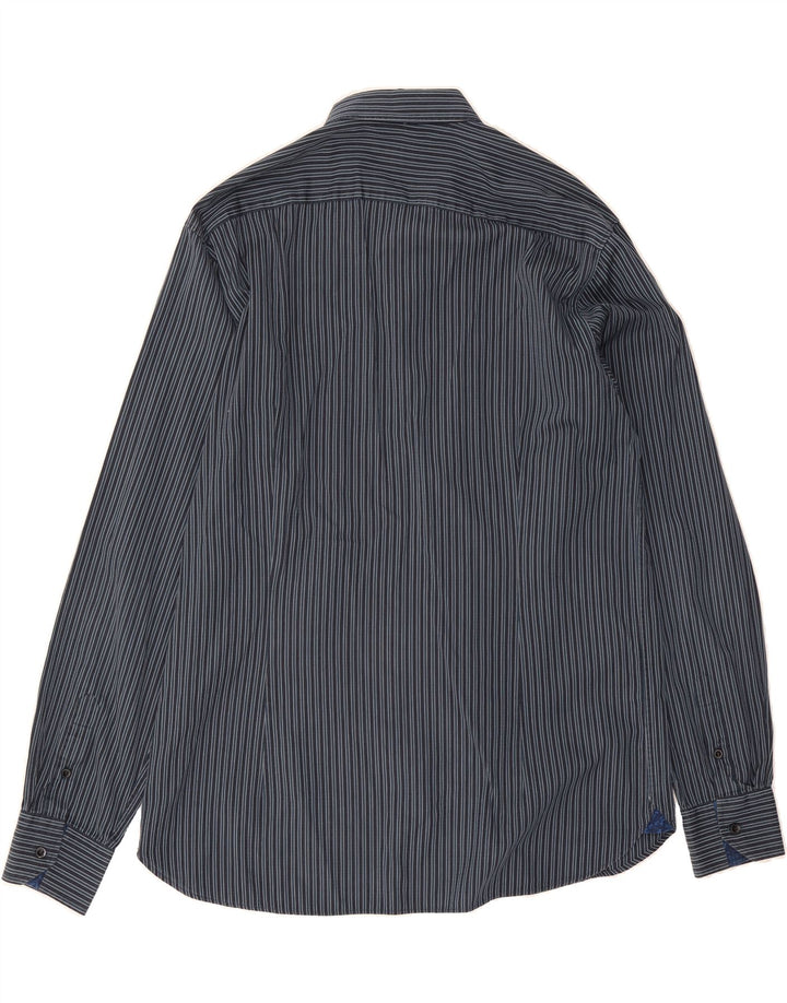 TED BAKER Mens Shirt Size 5 XL Navy Blue Striped Cotton Vintage Ted Baker and Second-Hand Ted Baker from Messina Hembry 
