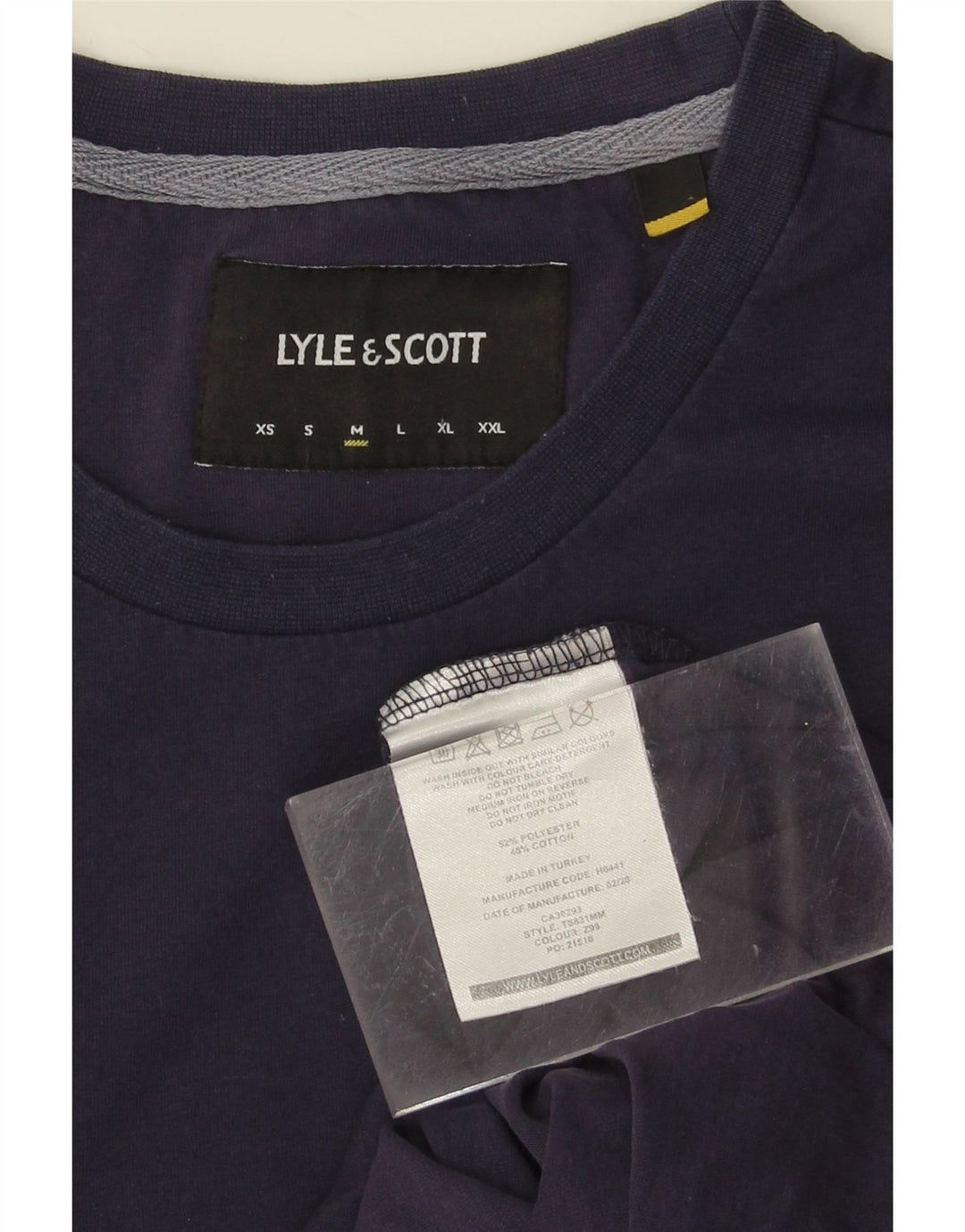 LYLE & SCOTT Mens T-Shirt Top Medium Navy Blue Cotton