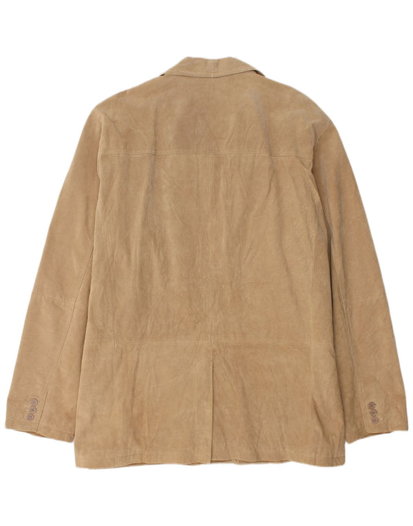 Vintage ανδρικό σουέτ σακάκι με 2 κουμπιά UK 46 3XL μπεζ δέρμα