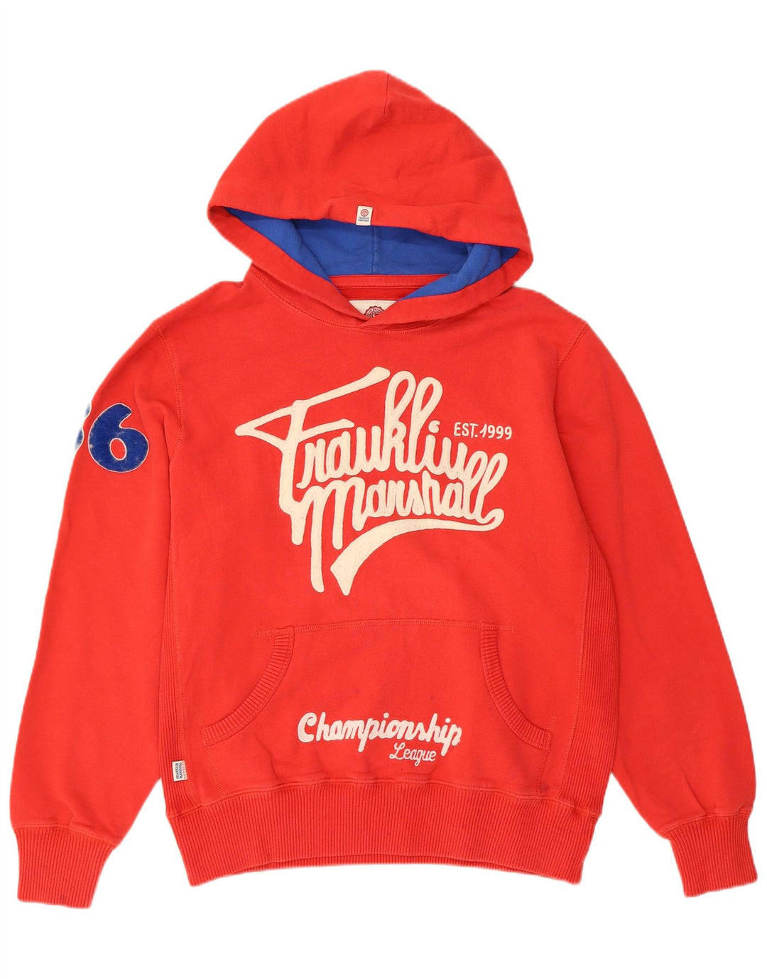 FRANKLIN MARSHALL Γυναικείο Varsity Graphic Hoodie Jumper UK 18 XL κόκκινο βαμβακερό
