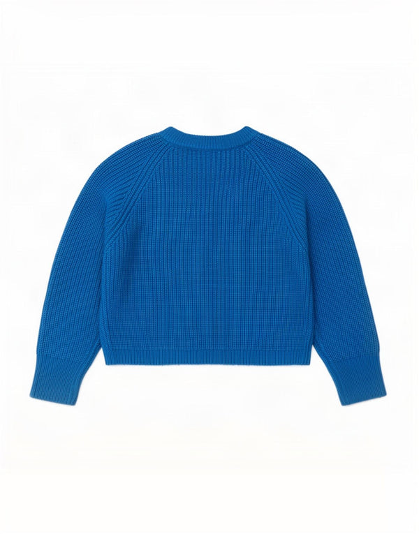Zara Γυναικείο πουλόβερ με λαιμόκοψη Crop Crop UK 10 Small Blue Acrylic