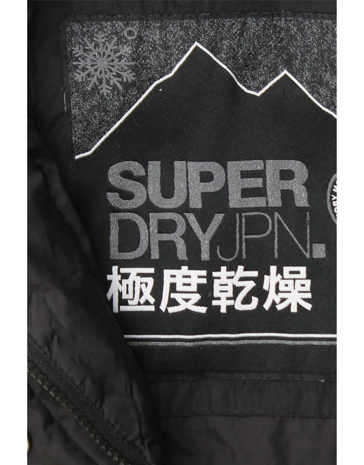 Superdry γυναικείο μπουφάν με κουκούλα με επένδυση UK 14 Μεσαίο μαύρο πολυεστέρα