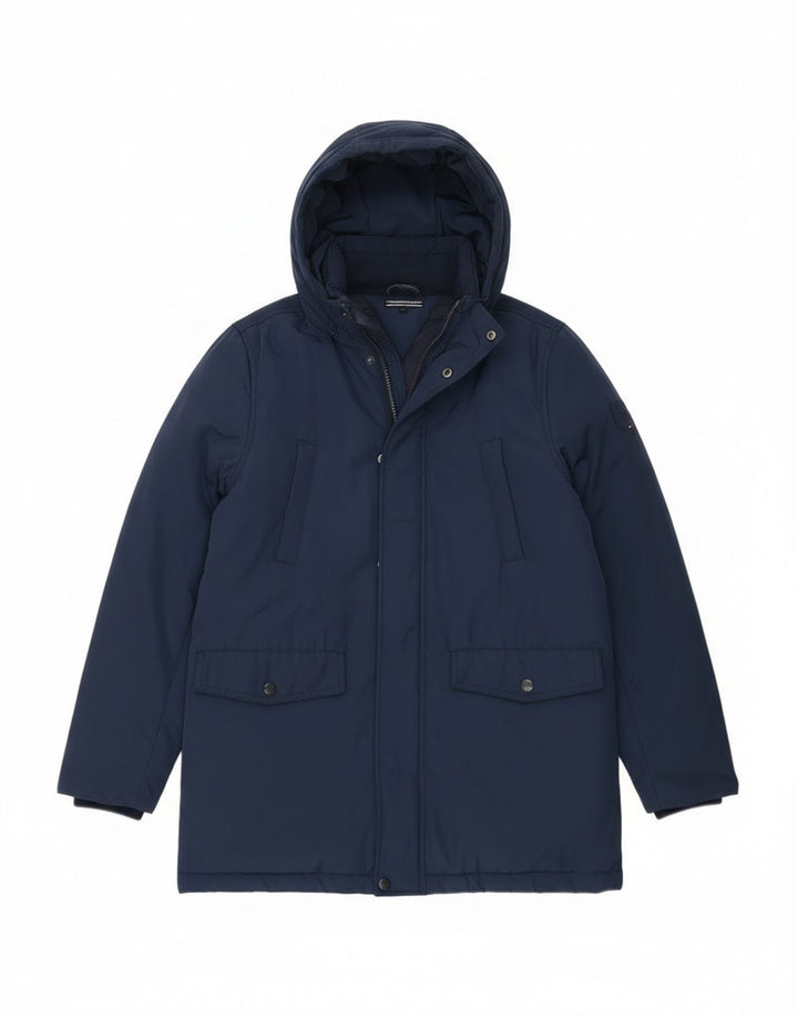Tommy Hilfiger Boys με κουκούλα με επένδυση παλτό 13-14 ετών Navy Blue Polyester