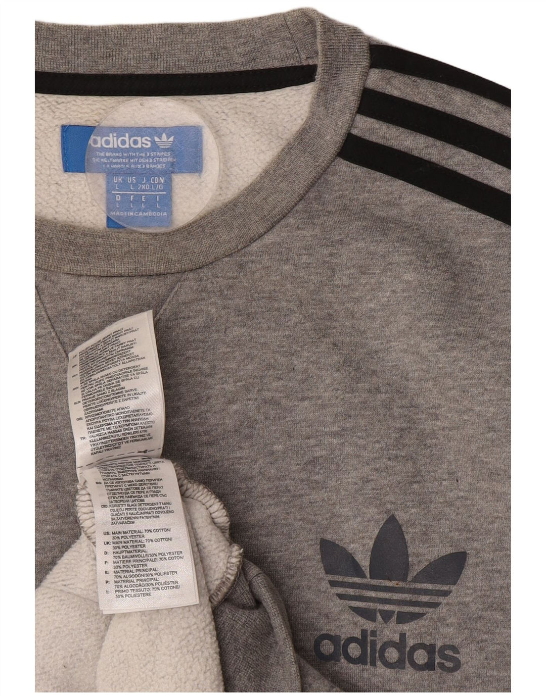 Ανδρικό φούτερ Adidas Jumper με μεγάλο γκρι βαμβακερό φούτερ
