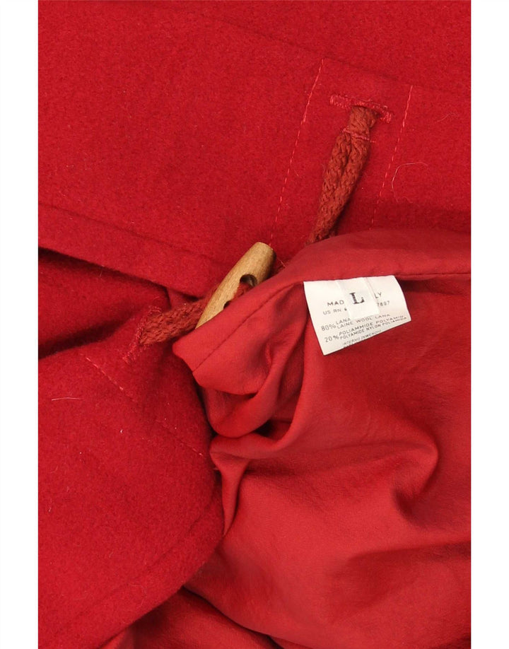 Sisley Γυναικείο παλτό Duffle με κουκούλα UK 16 μεγάλο κόκκινο μαλλί