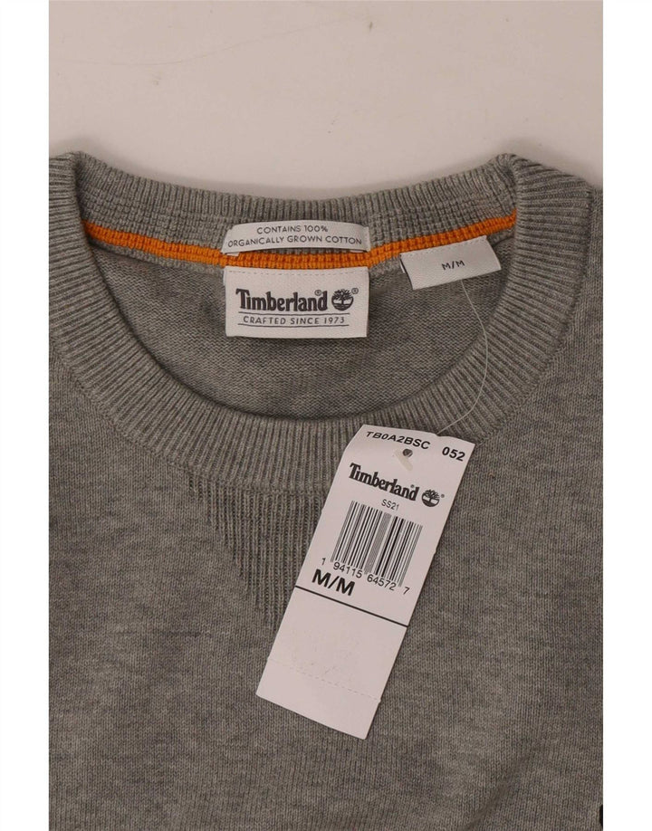 Ανδρικό πουλόβερ Timberland με λαιμόκοψη, βαμβακερό μεσαίο γκρι