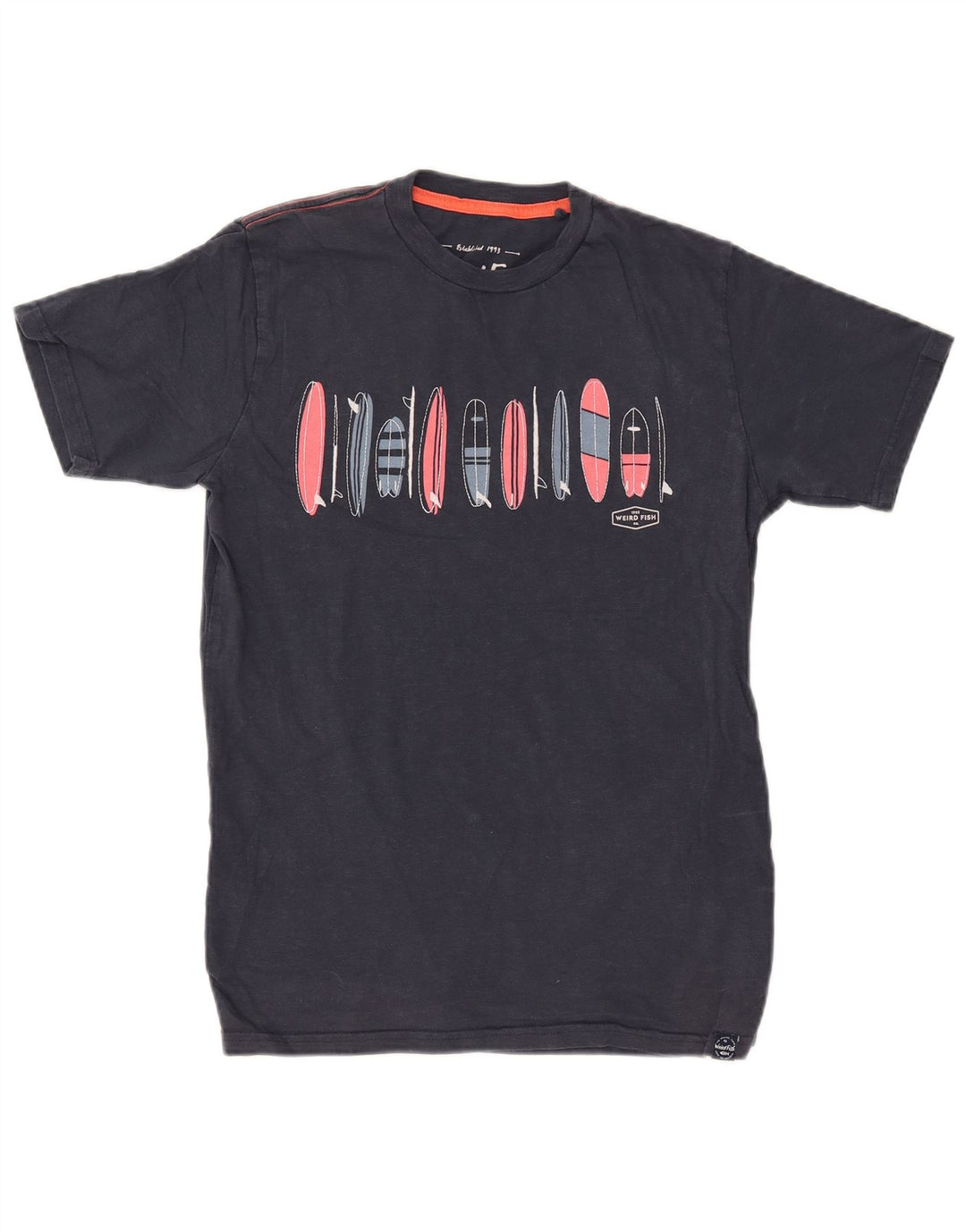 Ανδρικό γραφικό μπλουζάκι WEIRD FISH Μπλουζάκι Μικρό Navy Βαμβακερό