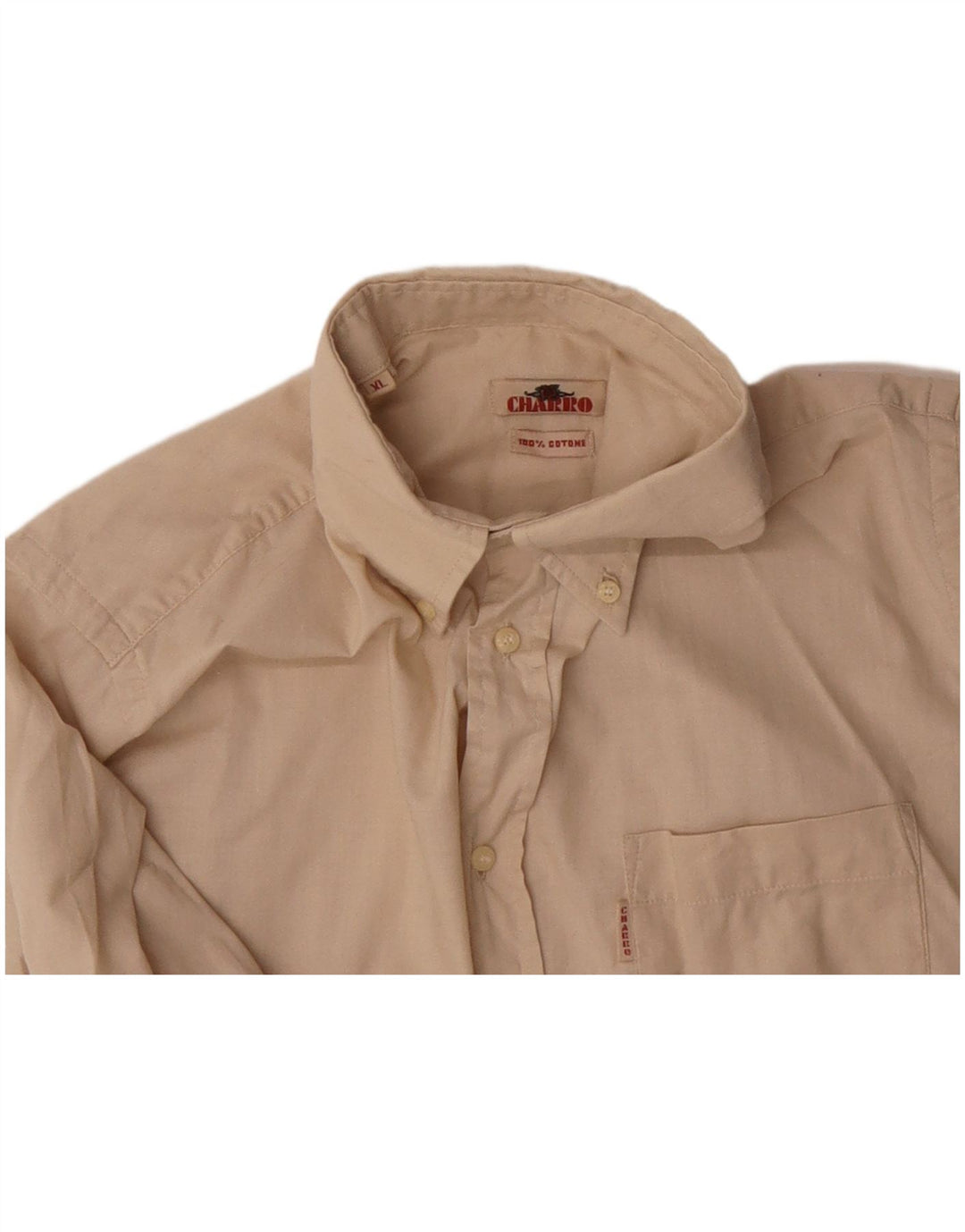 CHARRO Mens Short Sleeve Shirt XL Beige Cotton