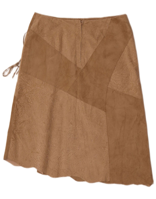 Vintage Γυναικεία Suede Φούστα IT 46 Large W30 Beige Leather