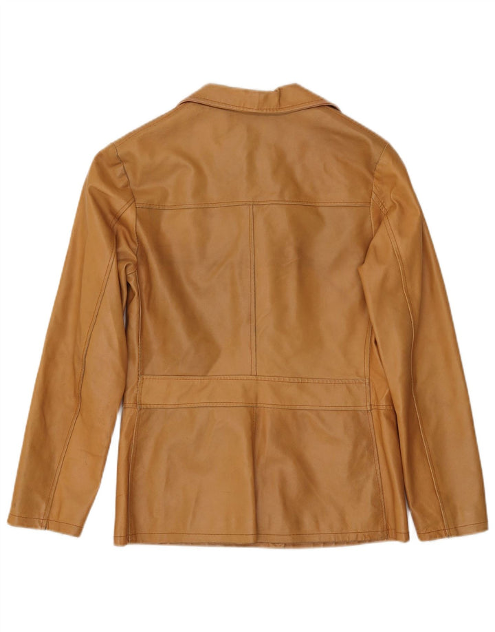 Terranova Γυναικείο δερμάτινο σακάκι 4 κουμπιών UK 10 Small Beige