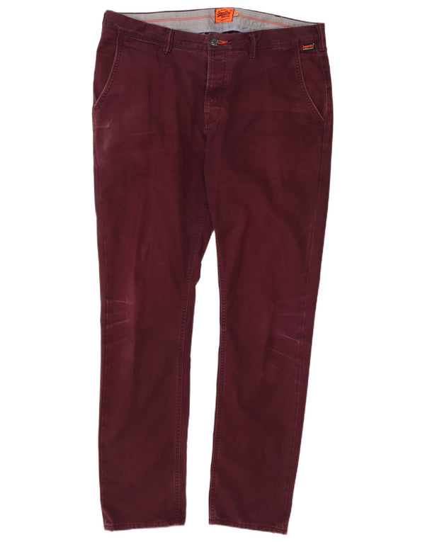 Ανδρικό παντελόνι Chino Superdry Slim Fit XL W38 L32 Βαμβακερό μπορντό