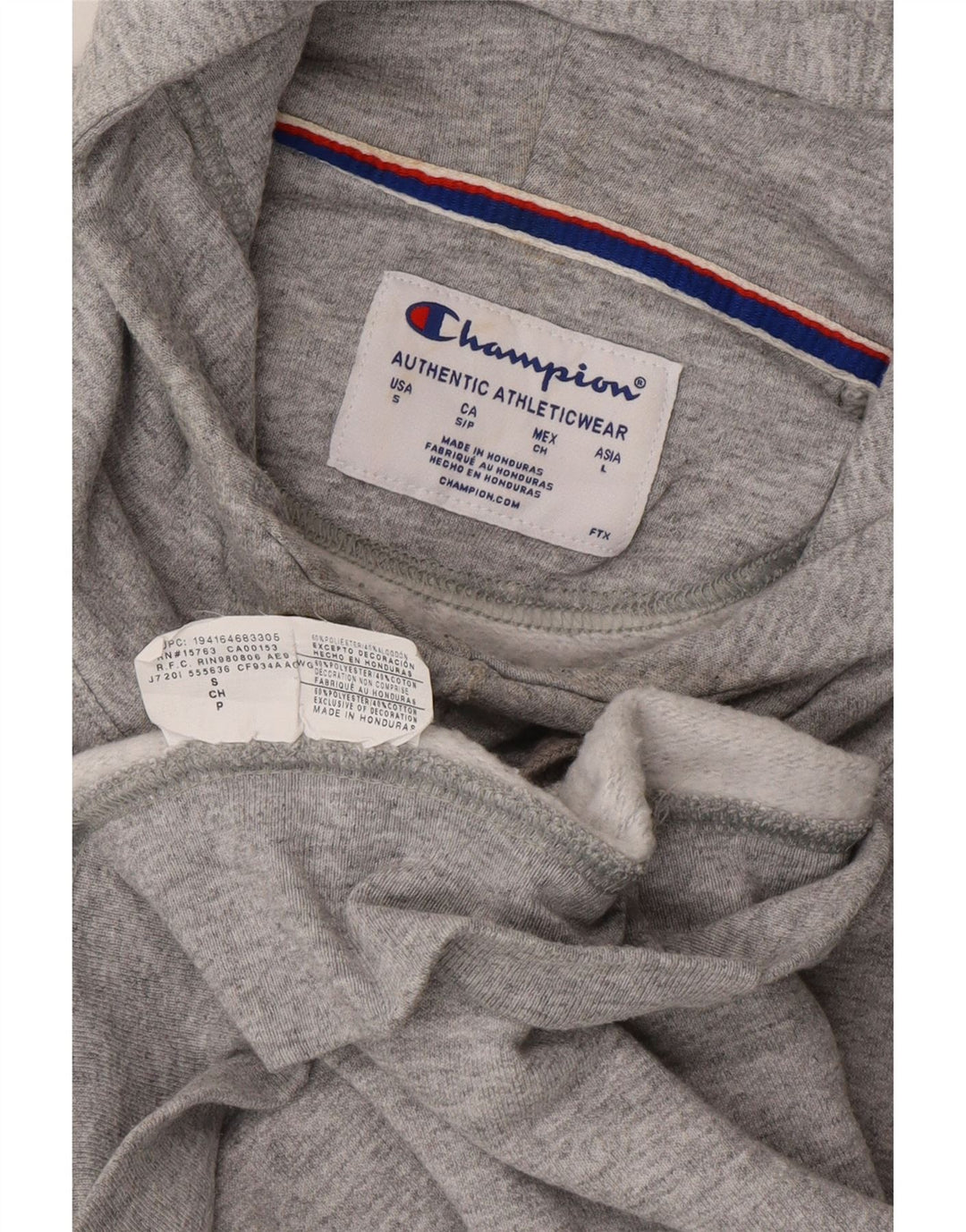 CHAMPION Mens Graphic Hoodie Jumper Small Grey Polyester Vintage Champion and Second-Hand Champion from Messina Hembry 