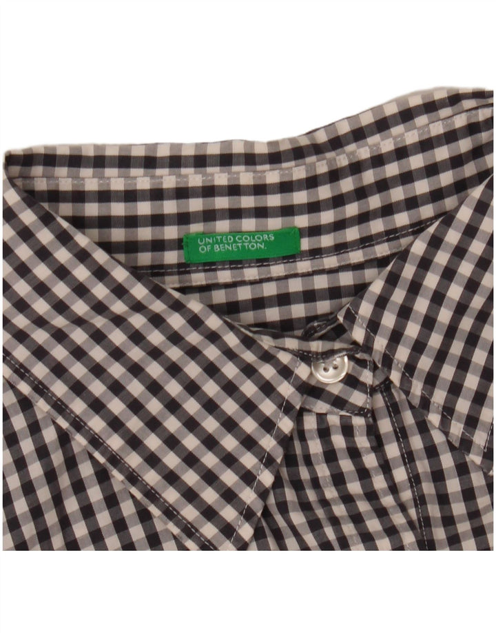 BENETTON Womens Shirt UK 16 Large Grey Gingham