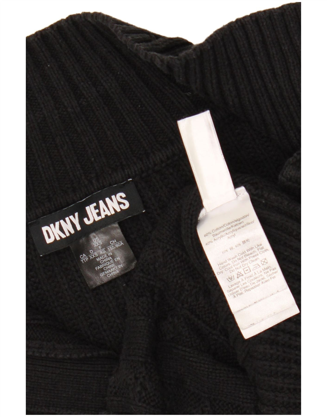 Γυναικείο πουλόβερ DKNY Crop Μπλουζάκι Polo Neck Jumper UK 2 2XS μαύρο βαμβακερό