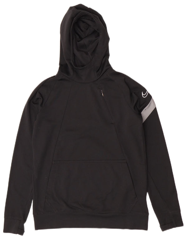 Nike Boys Dri Fit Hoodie Jumper 12-13 Years Large Black Colourblock