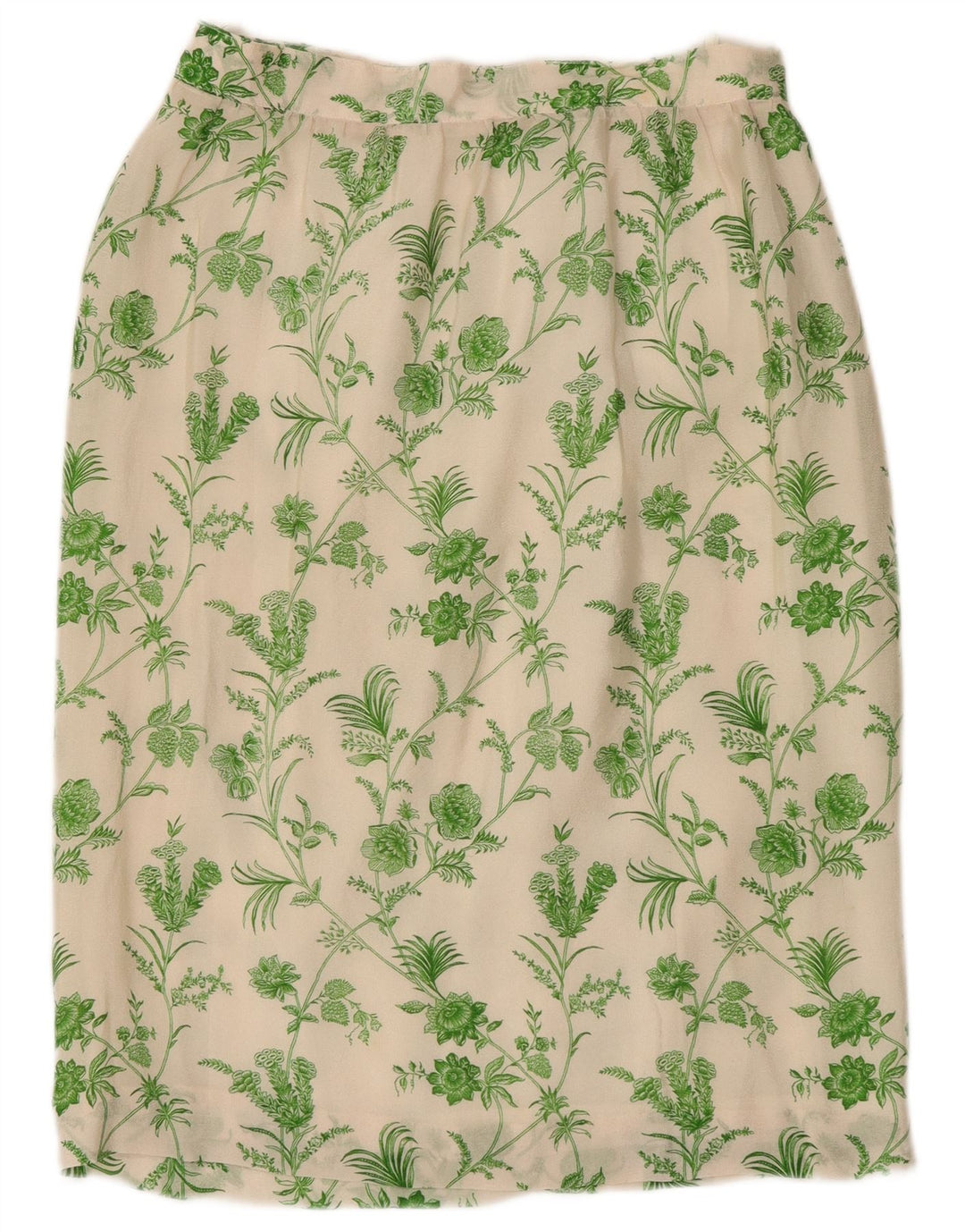 Vintage γυναικεία ίσια φούστα W28 Μεσαίο Λευκό Floral