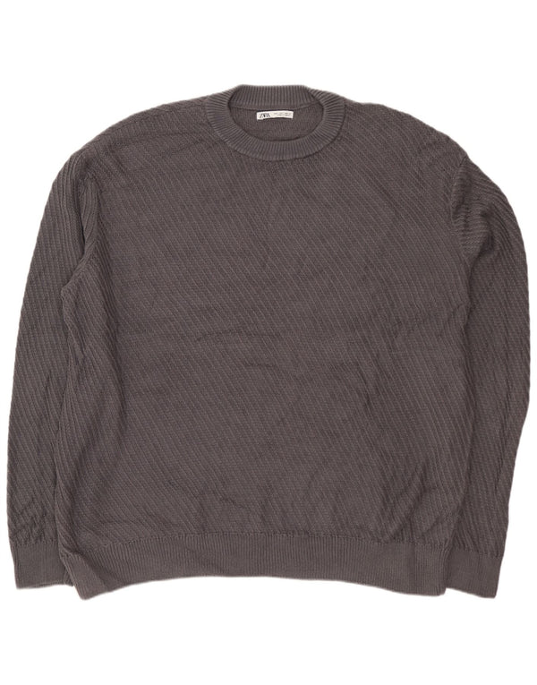 Ανδρικό πουλόβερ ZARA Loose Fit Crew Jumper Large Grey