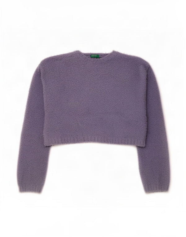Γυναικείο πουλόβερ Benetton Crop Boat Neck Jumper UK 14 Medium Purple