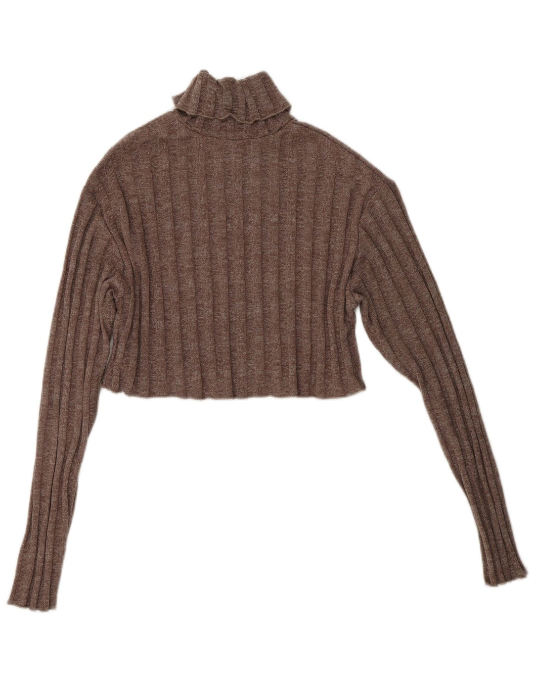 Γυναικείο πουλόβερ ZARA Crop Roll Neck Jumper UK 10 Small Brown Polyester