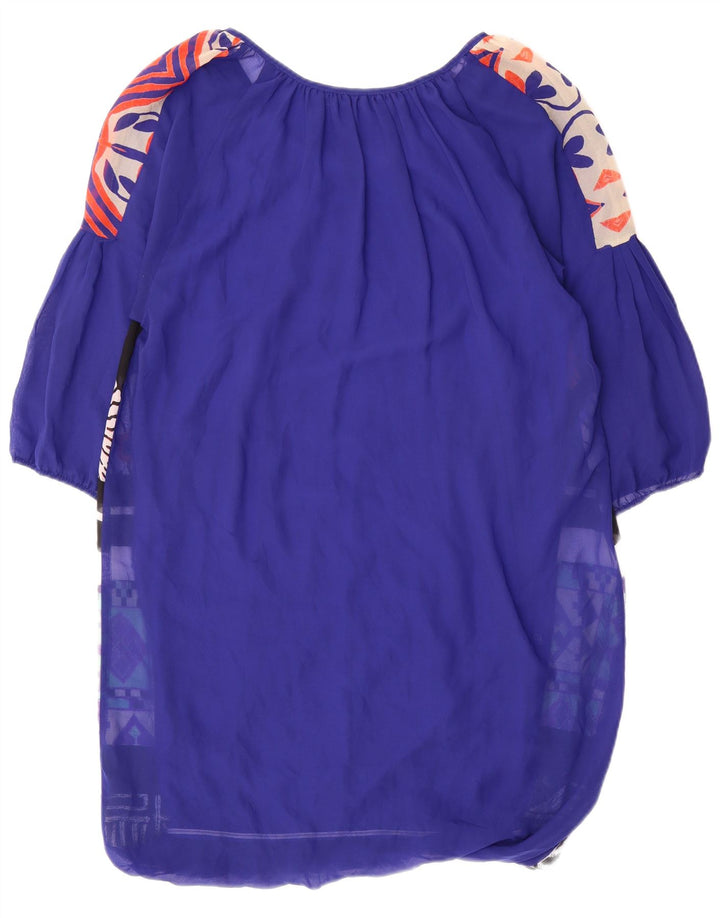 Desigual Γυναικείο φόρεμα Kaftan με 3/4 μανίκια UK 14 Medium Blue Patchwork