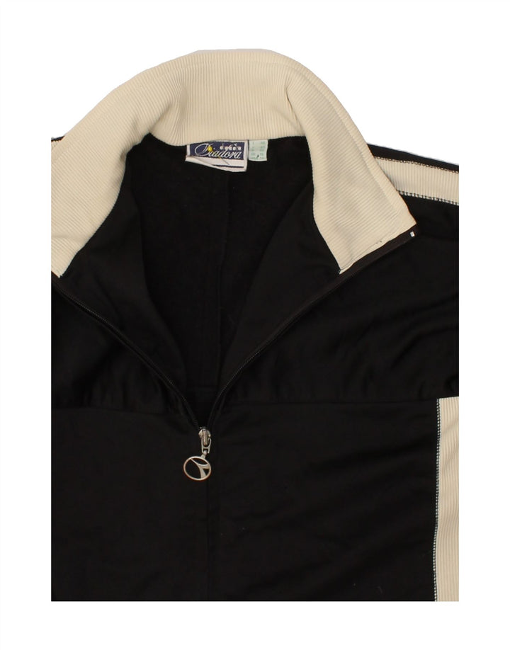 DIADORA Womens Oversized Tracksuit Top Jacket UK 16 Large  Black Vintage Diadora and Second-Hand Diadora from Messina Hembry 