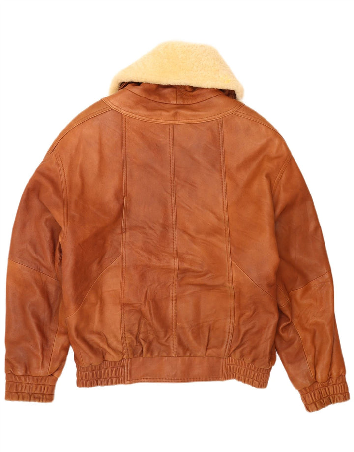 Vintage Ανδρικό Loose Fit Bomber Δερμάτινο μπουφάν EU 46 Small Brown