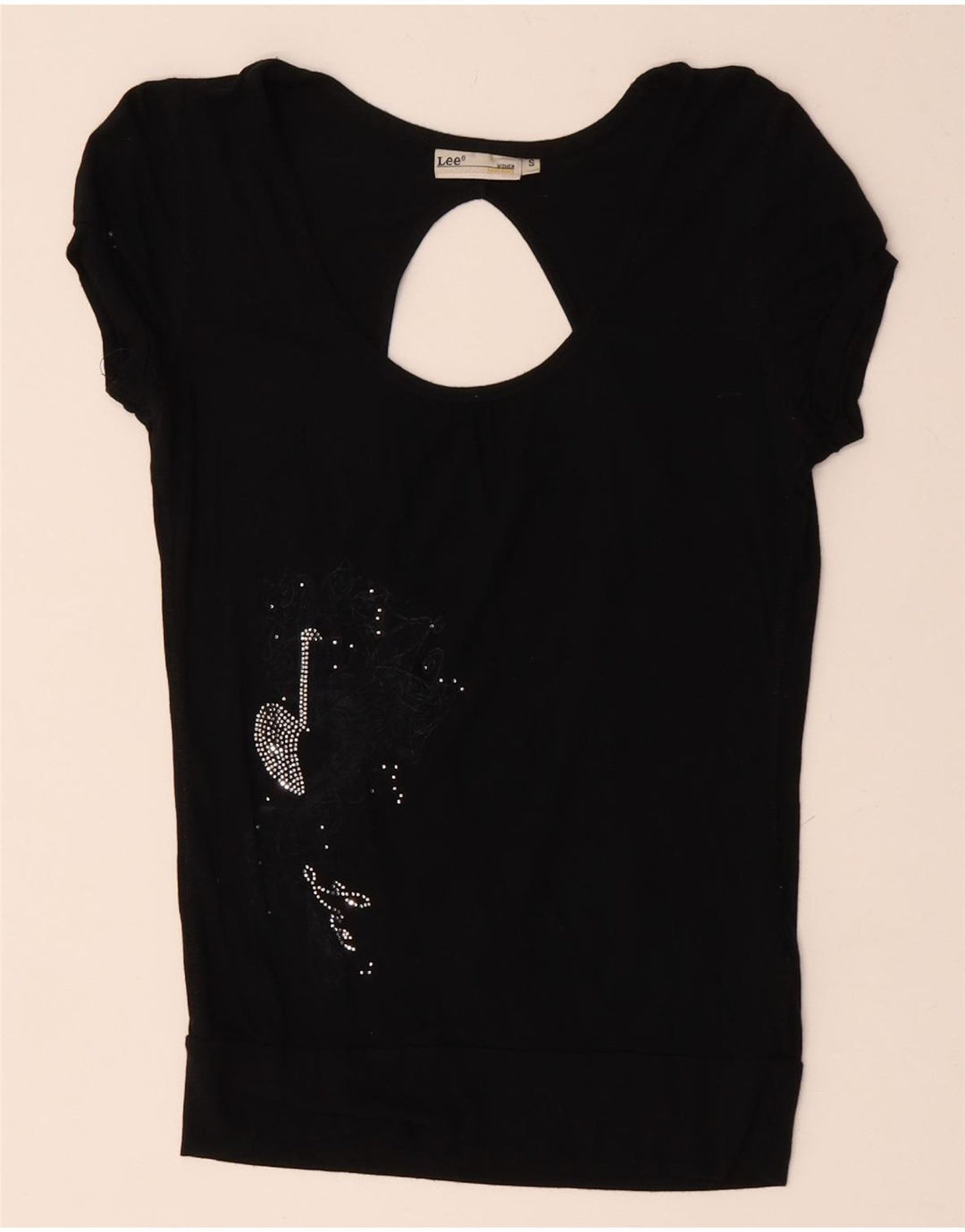 Γυναικεία γραφική μπλούζα LEE Top UK 8 Small Black Viscose
