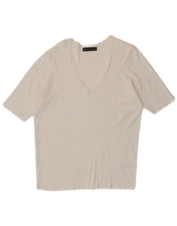 Marks & Spencer Γυναικείο T-Shirt Top UK 14 Large White Viscose