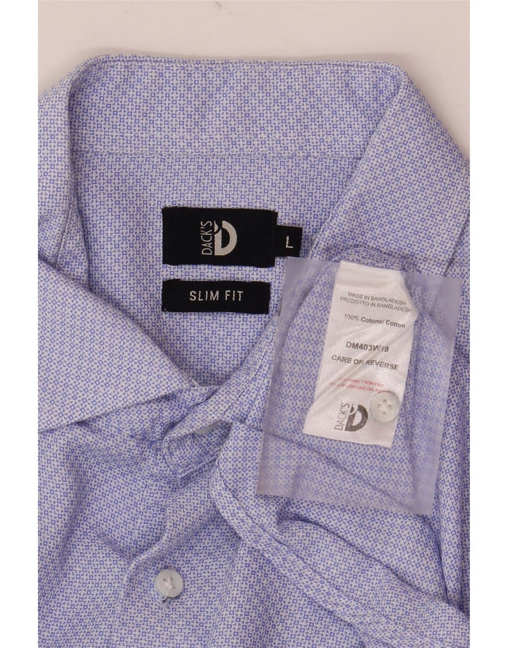 Ανδρικό πουκάμισο Dack's Slim Fit Large Blue Argyle/Diamond Cotton