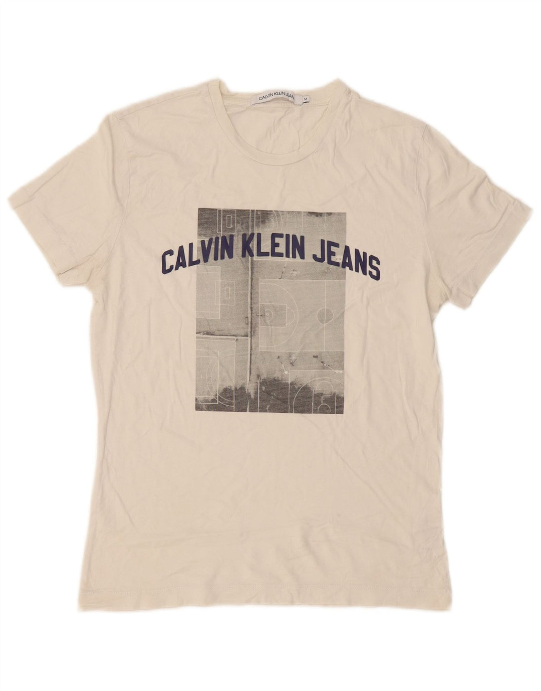 Ανδρικό γραφικό μπλουζάκι Calvin Klein Jeans Τοπ μεσαίο λευκό βαμβακερό