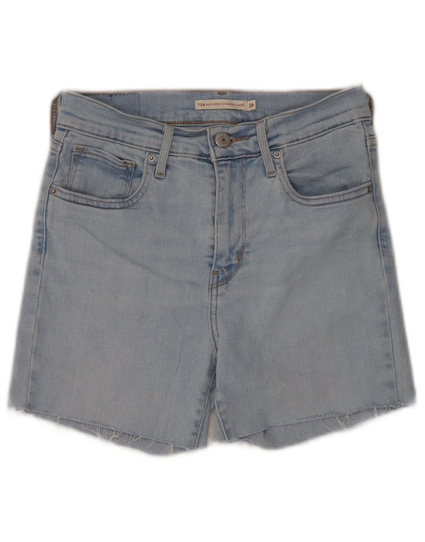 Levi's γυναικείο 724 ψηλό τζιν σορτς W26 μικρό μπλε βαμβακερό