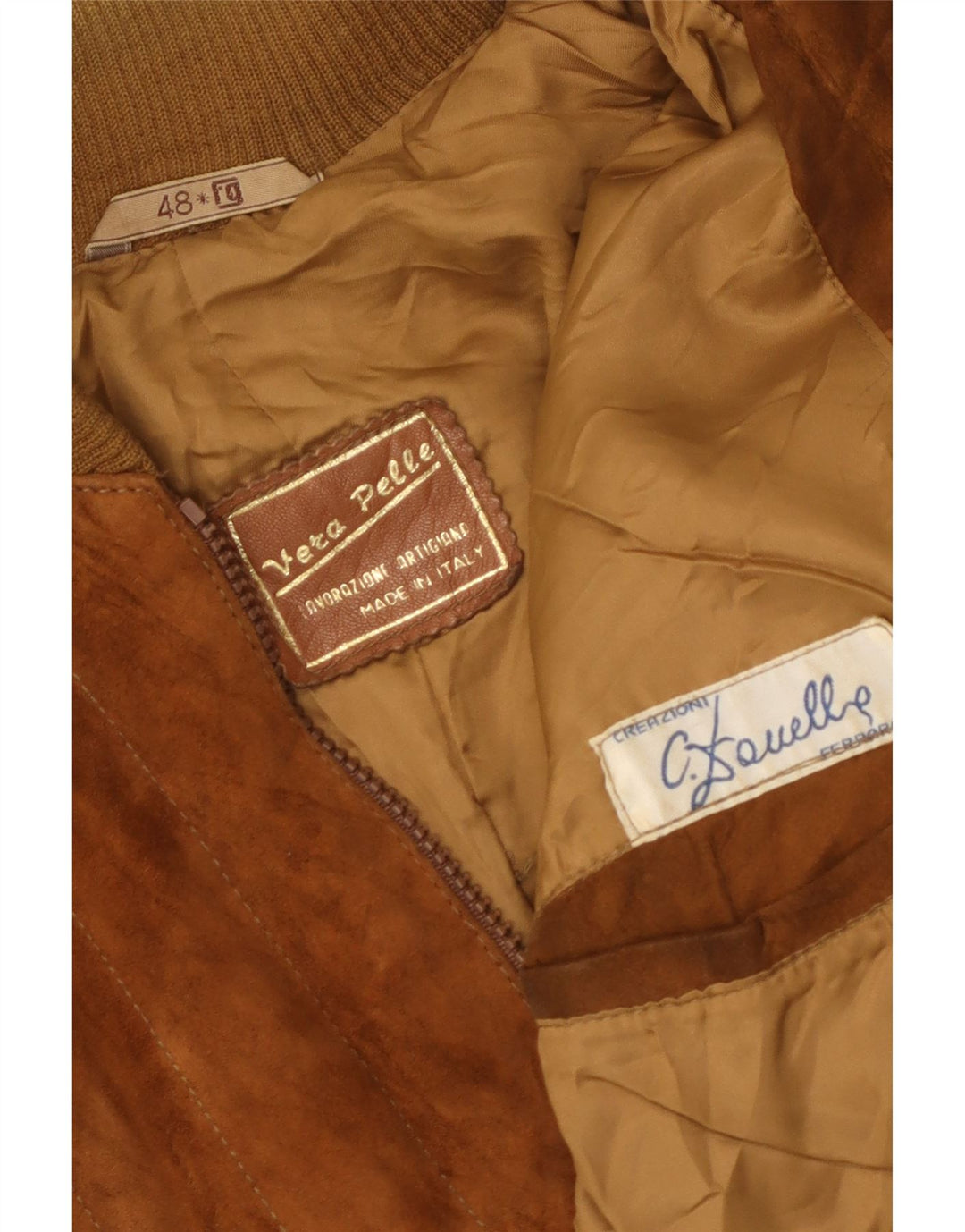 Vintage Ανδρικό Suede Bomber Jacket IT 48 Μεσαίο Καφέ Δερμάτινο