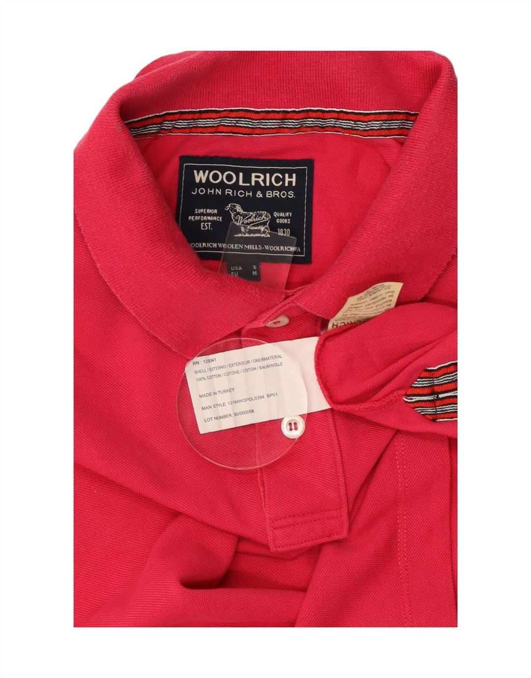 Ανδρικό πουκάμισο πόλο WOOLRICH Μικρό ροζ βαμβακερό