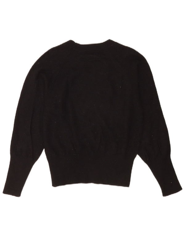 Fat Face Womens Crop Boat Neck Jumper Sweater UK 8 Small Black Viscose