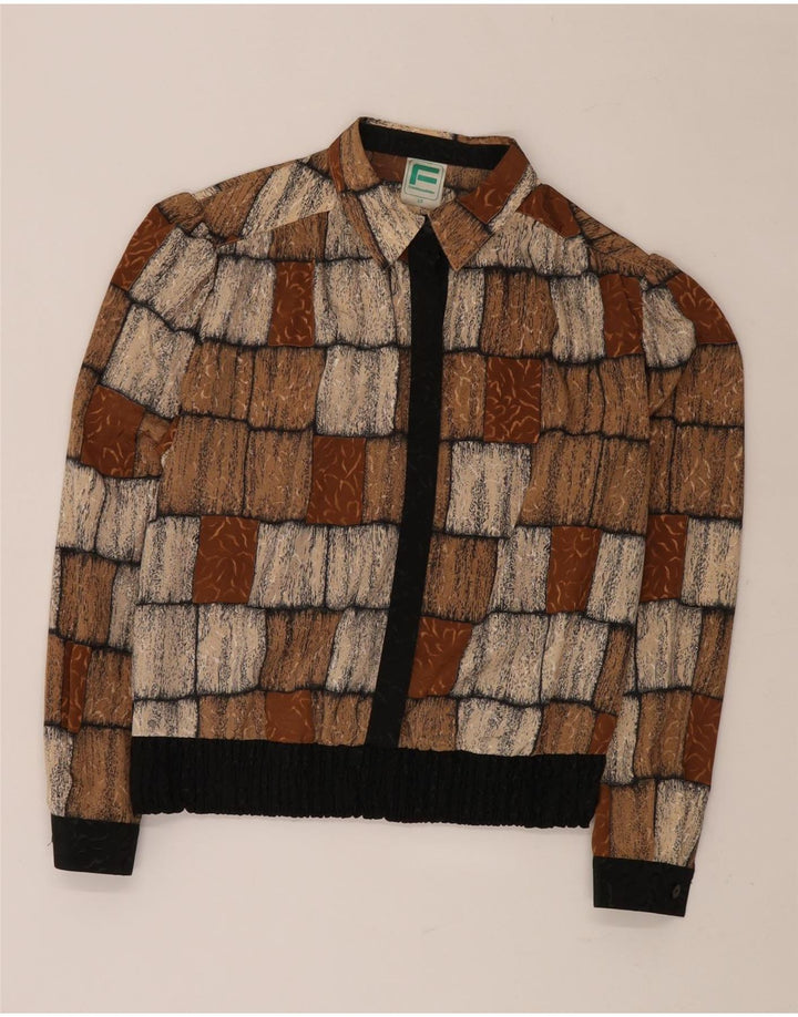 FRANKENWALDER Γυναικείο πουκάμισο μπλούζα EU 42 Μεγάλο καφέ Patchwork Πολυεστέρας